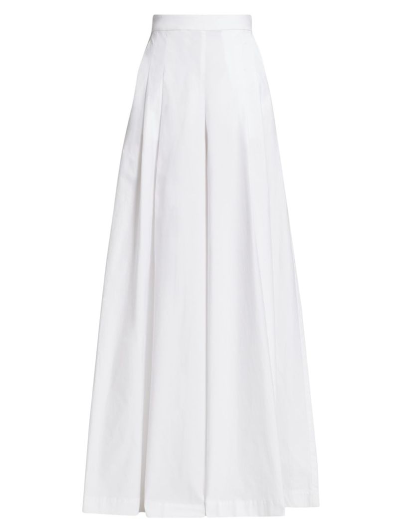 【送料無料】 オスカー デ ラ レンタ レディース カジュアルパンツ ボトムス Twill Pleated Wide-Leg Pants white