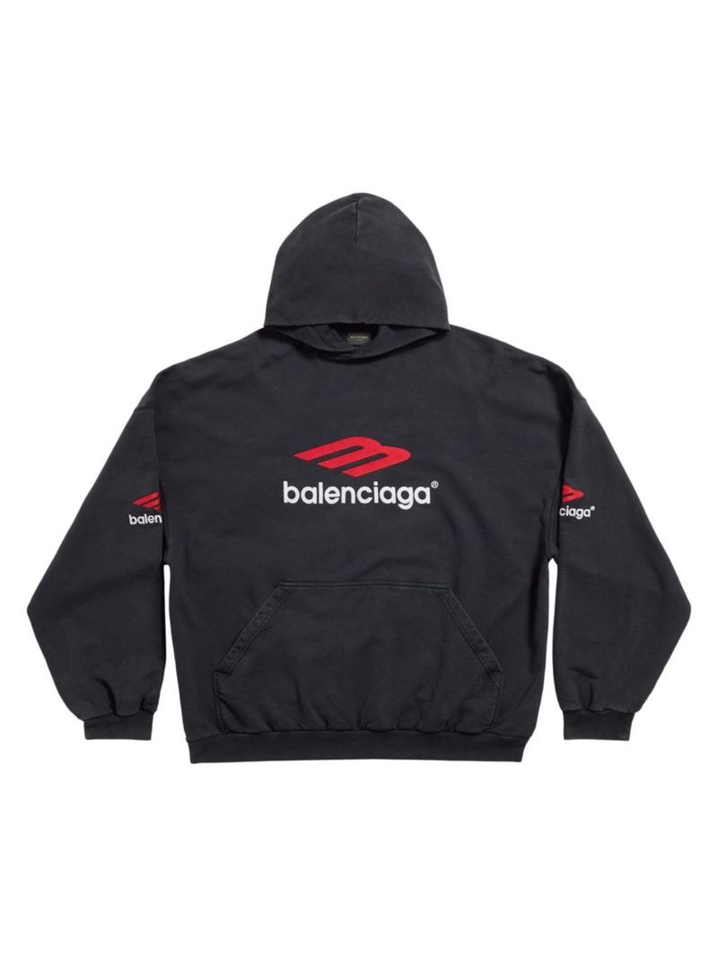 【送料無料】 バレンシアガ メンズ パーカー・スウェット フーディー アウター 3b Sports Icon Oversized Hoodie black faded