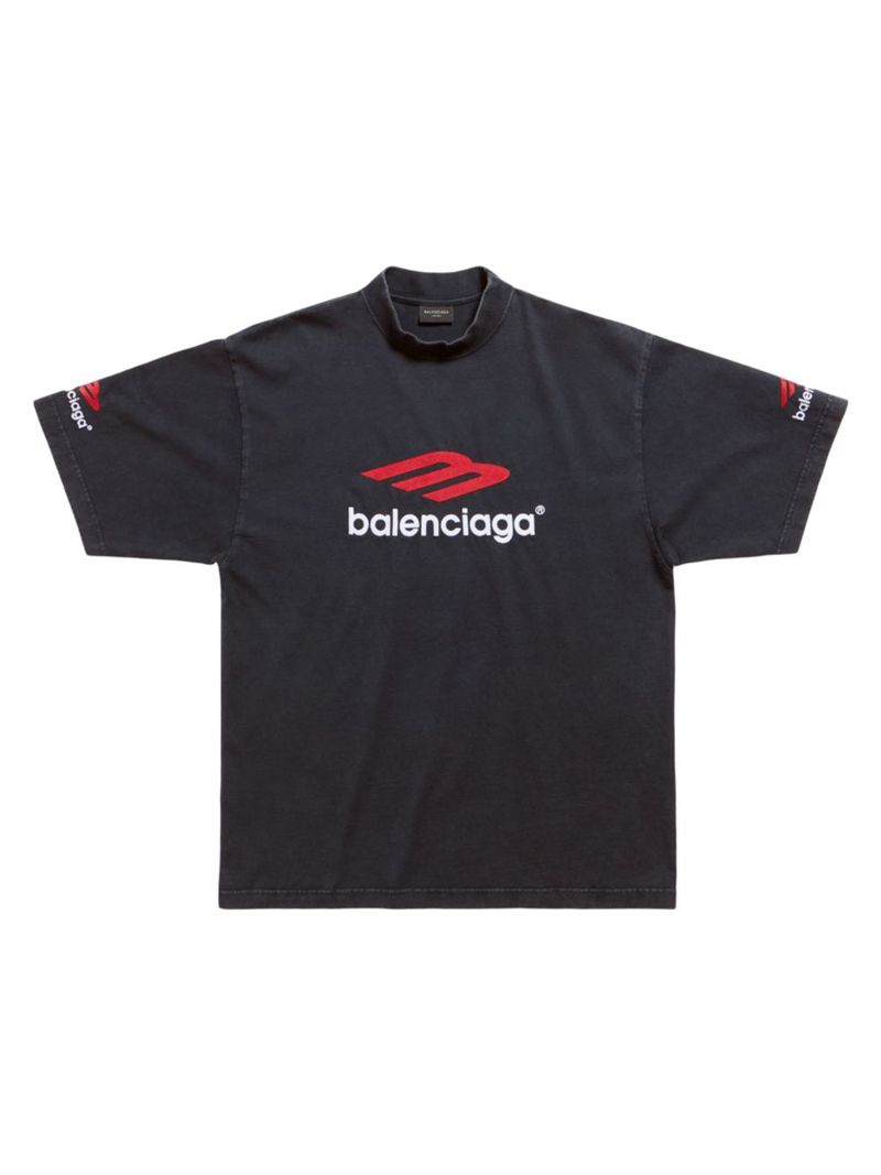 【送料無料】 バレンシアガ メンズ Tシャツ トップス 3B Sports Icon T-Shirt Medium Fit black faded