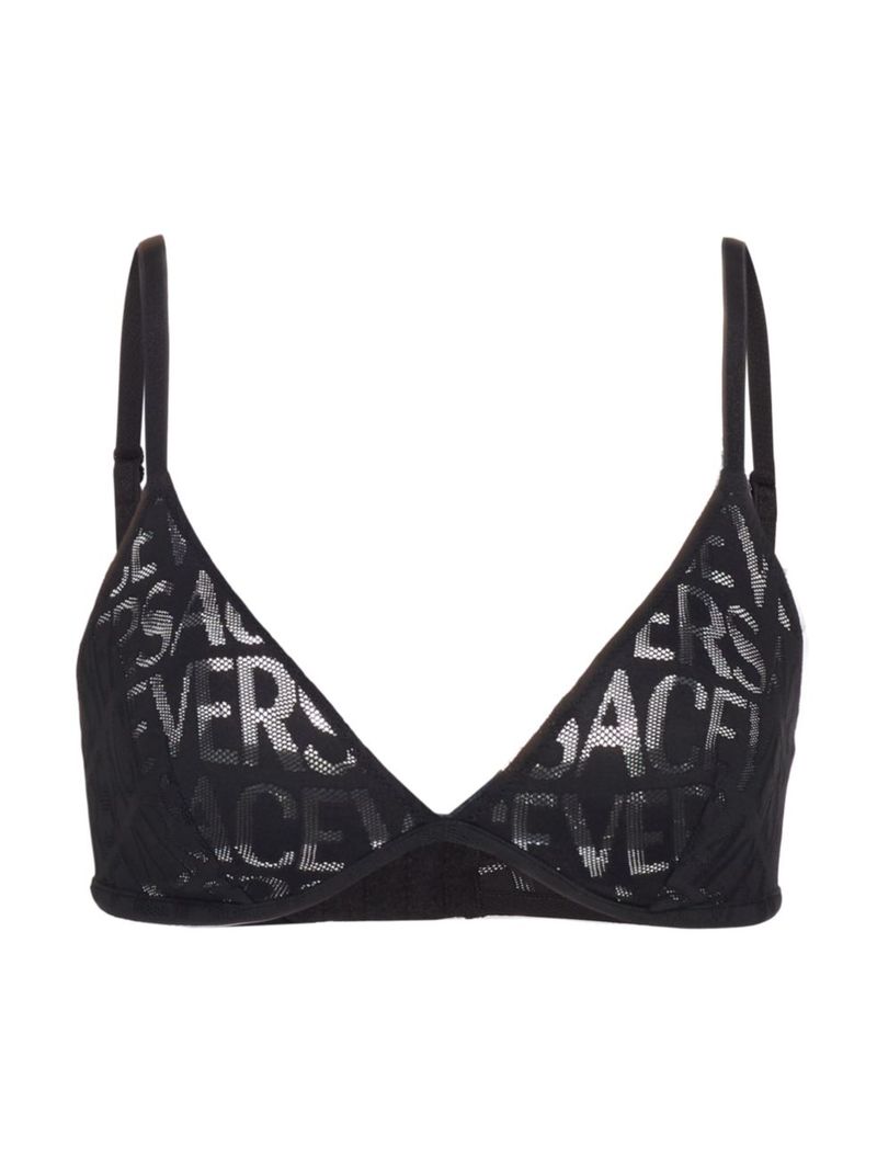 versace 【送料無料】 ヴェルサーチ レディース パンツ アンダーウェア On Repeat Logo Mesh Hi-Cut Brief black