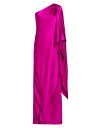 【送料無料】 プラバルグラング レディース ワンピース トップス Sari Hammered Satin One-Shoulder Gown fuchsia