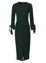 【送料無料】 キャロライナヘレラ レディース ワンピース トップス Virgin Wool Tie-Cuff Midi-Dress spruce green