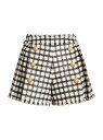 【送料無料】 バルマン レディース ハーフパンツ・ショーツ ボトムス Checkered Tweed Pleated Shorts ivory black