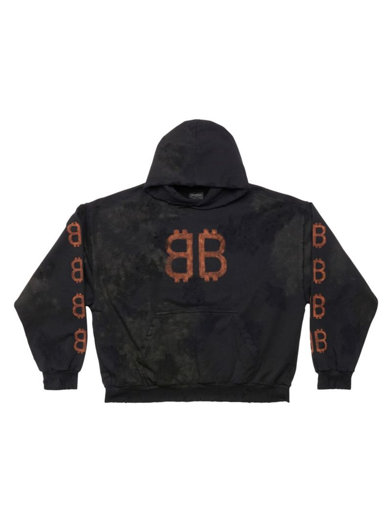 【送料無料】 バレンシアガ メンズ パーカー・スウェット フーディー アウター Crypto Hoodie Medium Fit black faded