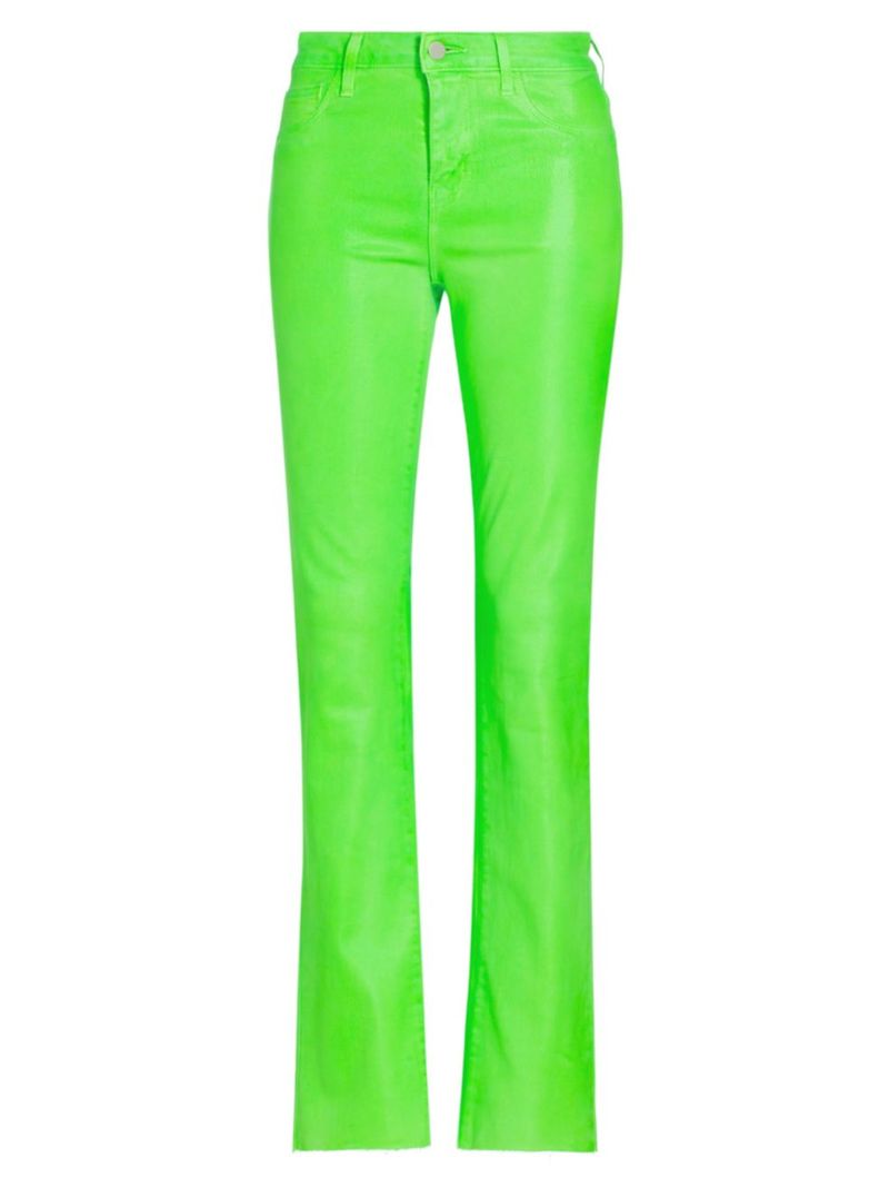 【送料無料】 ラジャンス レディース デニムパンツ ジーンズ ボトムス Ruth High-Rise Straight-Leg Jeans lime green coated