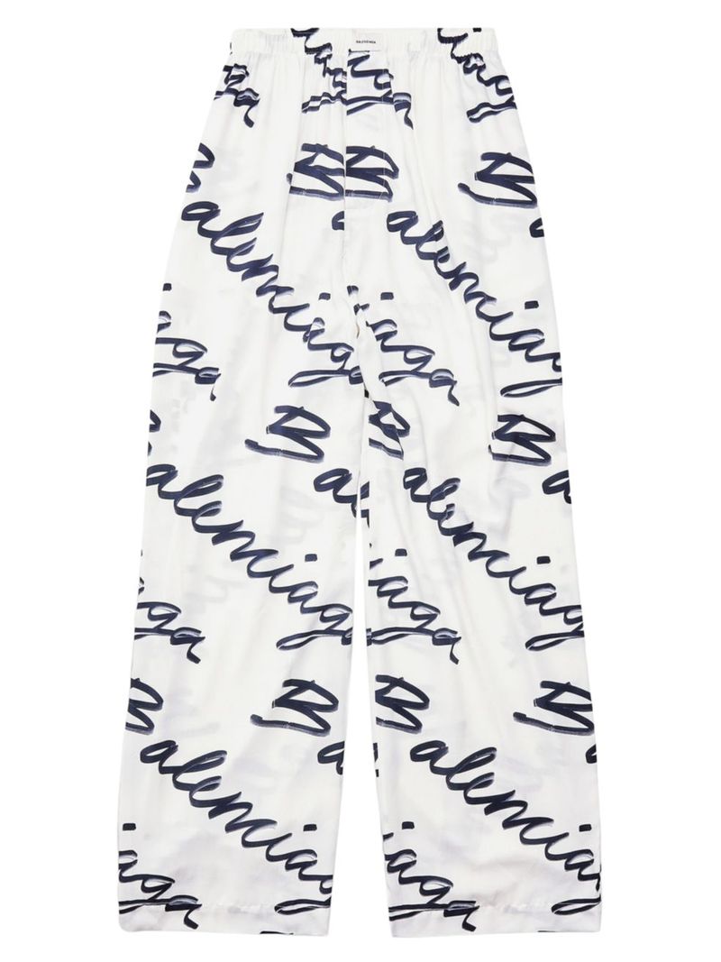 【送料無料】 バレンシアガ レディース ナイトウェア アンダーウェア Scribble Pyjama Pants white blue