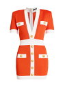 【送料無料】 バルマン レディース ワンピース トップス Short-Sleeve Body-Con Minidress orange white