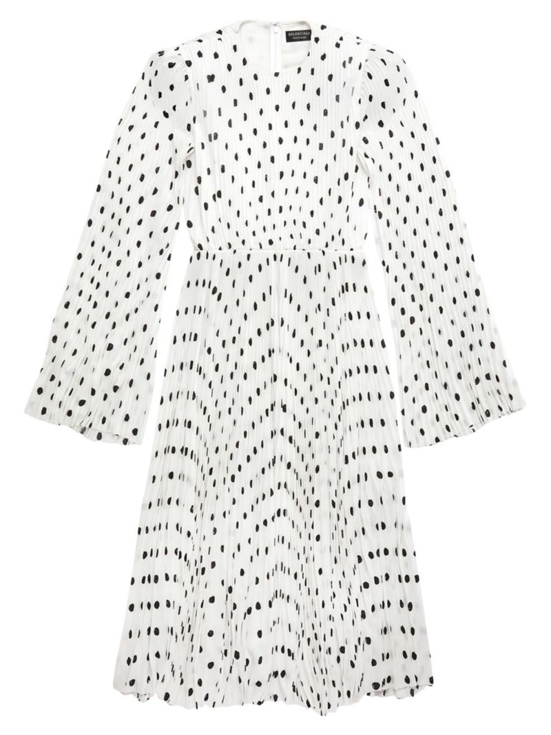 【送料無料】 バレンシアガ レディース ワンピース トップス Hand Drawn Polka Dot Pleated Dress white black