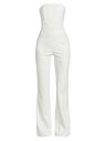 【送料無料】 アリス アンド オリビア レディース ジャンプスーツ トップス Lavera Faux Leather Strapless Flare Jumpsuit off white