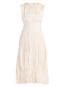 【送料無料】 ジル・サンダー レディース ワンピース トップス Pleated Tiered Midi-Dress off white