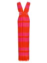 【送料無料】 ブランドン・マクスウェル レディース ワンピース トップス Pleated X-Front Column-Skirt Gown pink glo flame orange stripe