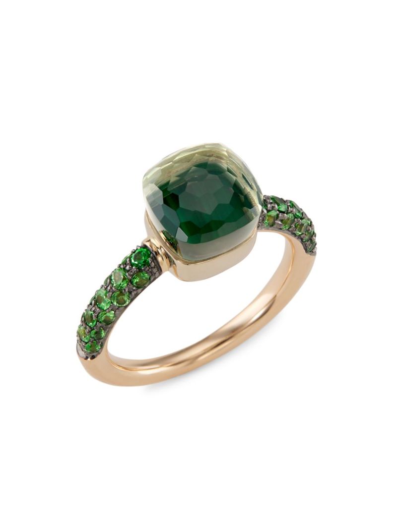 ポメラート 【送料無料】 ポメラート レディース リング アクセサリー Nudo Petit Two-Tone 18K Gold & Multi-Gemstone Ring green