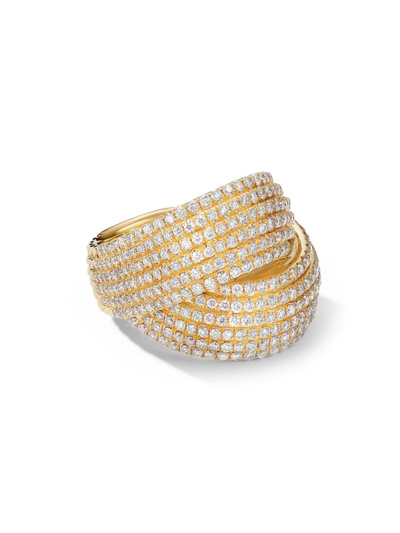 【送料無料】 デイビット・ユーマン レディース リング アクセサリー Origami Crossover Ring In 18K Yellow Gold With Diamonds yellow gold