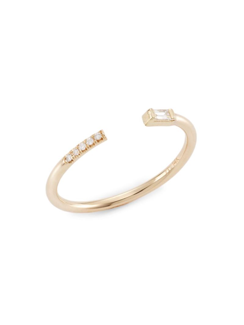  ゾイチッコ レディース リング アクセサリー Baguette Diamonds 14K Gold & Diamond Open Ring yellow gold