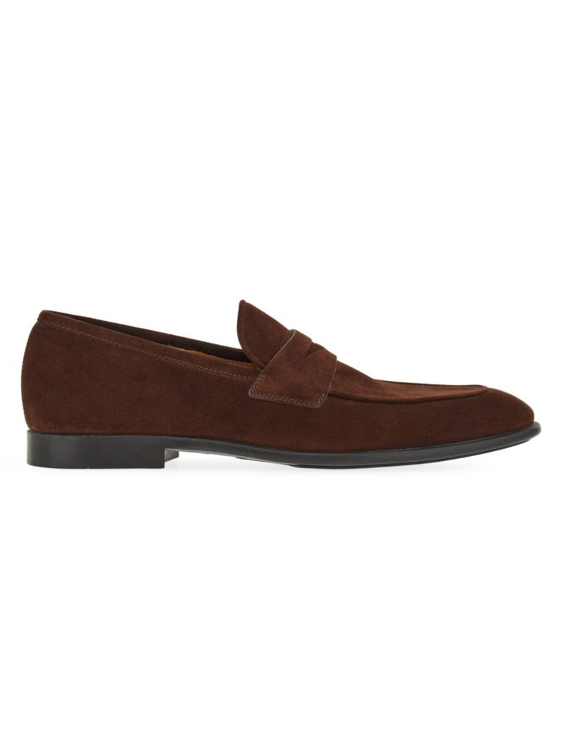 【送料無料】 フェラガモ メンズ スリッポン・ローファー シューズ Funes Suede Loafers cocoa brown