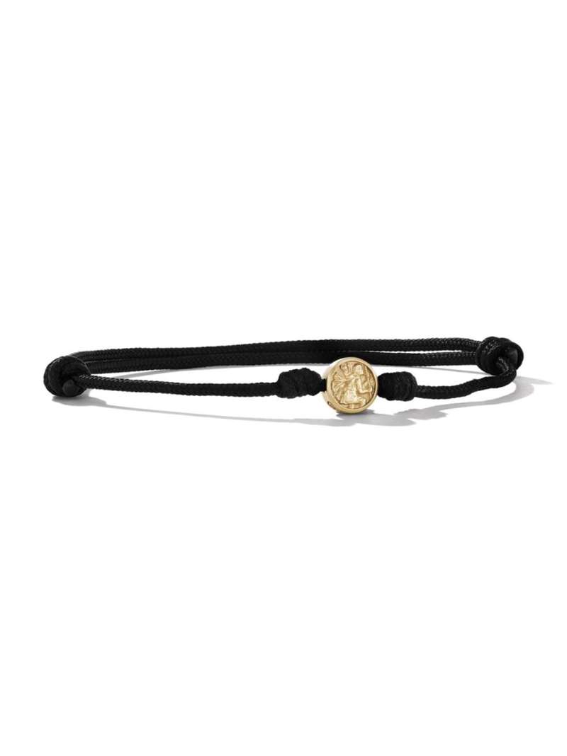 【送料無料】 デイビット・ユーマン メンズ ブレスレット・バングル・アンクレット アクセサリー St. Christopher Cord Bracelet with 18K Yellow Gold black