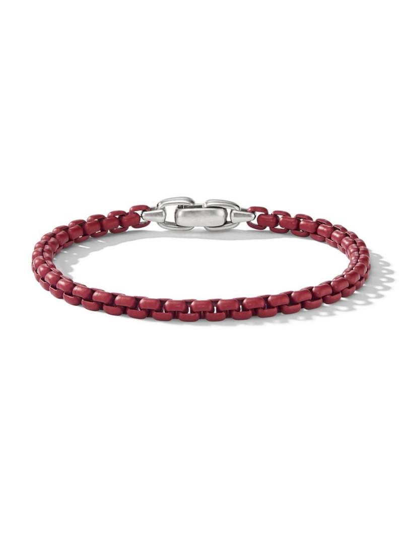 【送料無料】 デイビット・ユーマン メンズ ブレスレット・バングル・アンクレット アクセサリー Box Chain Bracelet in Stainless Steel burgundy