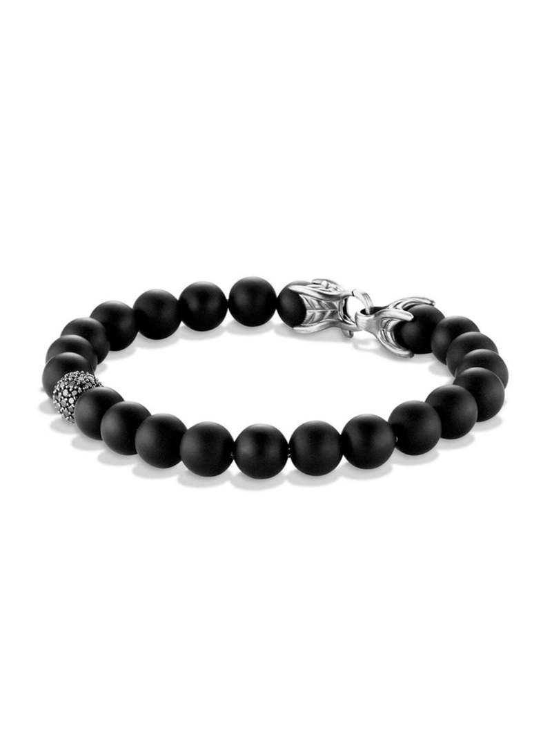 【送料無料】 デイビット・ユーマン メンズ ブレスレット・バングル・アンクレット アクセサリー Spiritual Beads Bracelet with Black Onyx and Pave Black Diamond Station black onyx