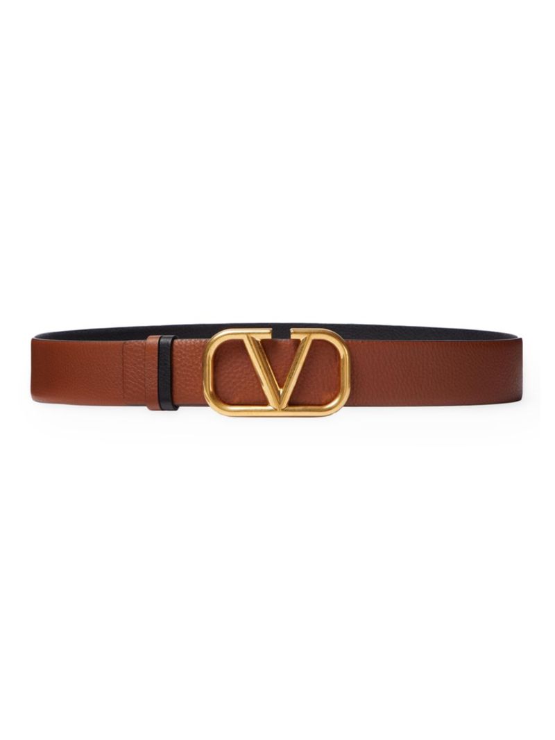 ̵ ƥ  ٥ ꡼ Vlogo Signature Reversible Elk-Print Calfskin Belt 40 MM saddle brown