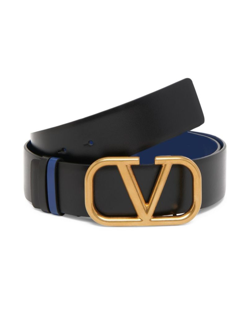 ̵ ƥ  ٥ ꡼ Vlogo Signature Reversible Calfskin Belt 40 MM nero ocean