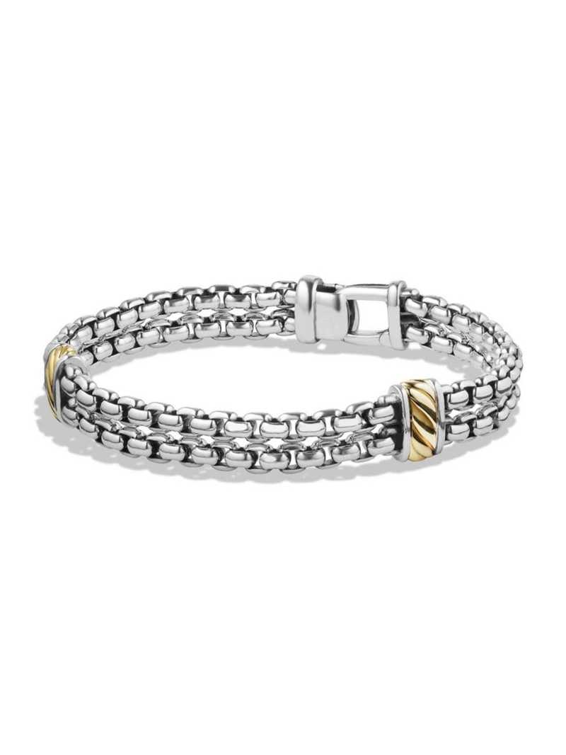 yz fCrbgE[} Y uXbgEoOEANbg ANZT[ Cable Two Row Box Chain Bracelet with 18K Yellow Gold multi