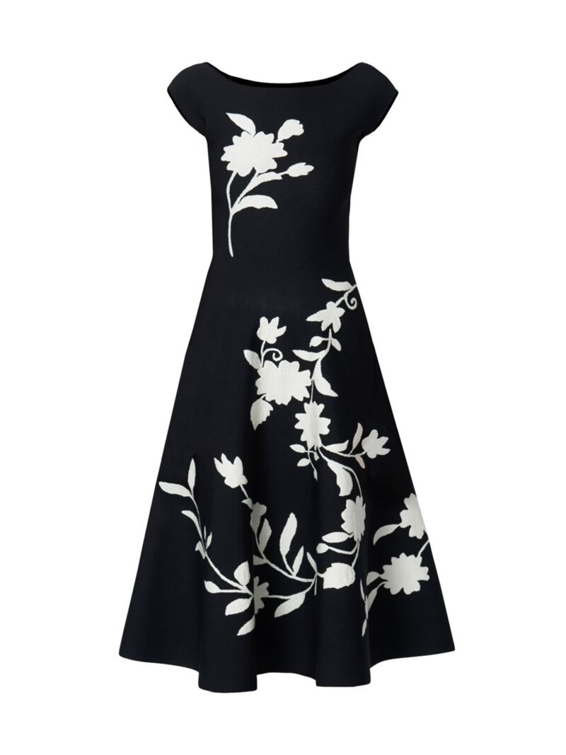 【送料無料】 キャロライナヘレラ レディース ワンピース トップス Chalet Floral Knit Fit & Flare Midi Dress black multi