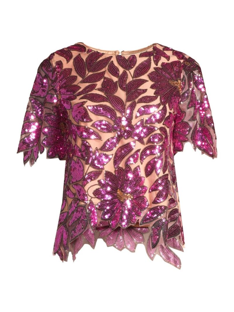 【送料無料】 ミリー レディース シャツ ブラウス トップス Katelynn Floral Garden Sequin Blouse pink multi