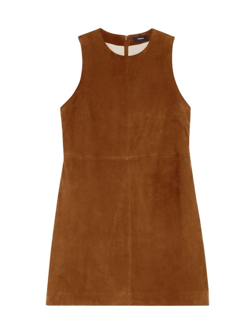 セオリー 【送料無料】 セオリー レディース ワンピース トップス Suede A-Line Shift Dress teak