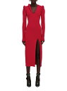 【送料無料】 アレキサンダー・マックイーン レディース ワンピース トップス Ribbed Long Sleeve Midi-Dress red