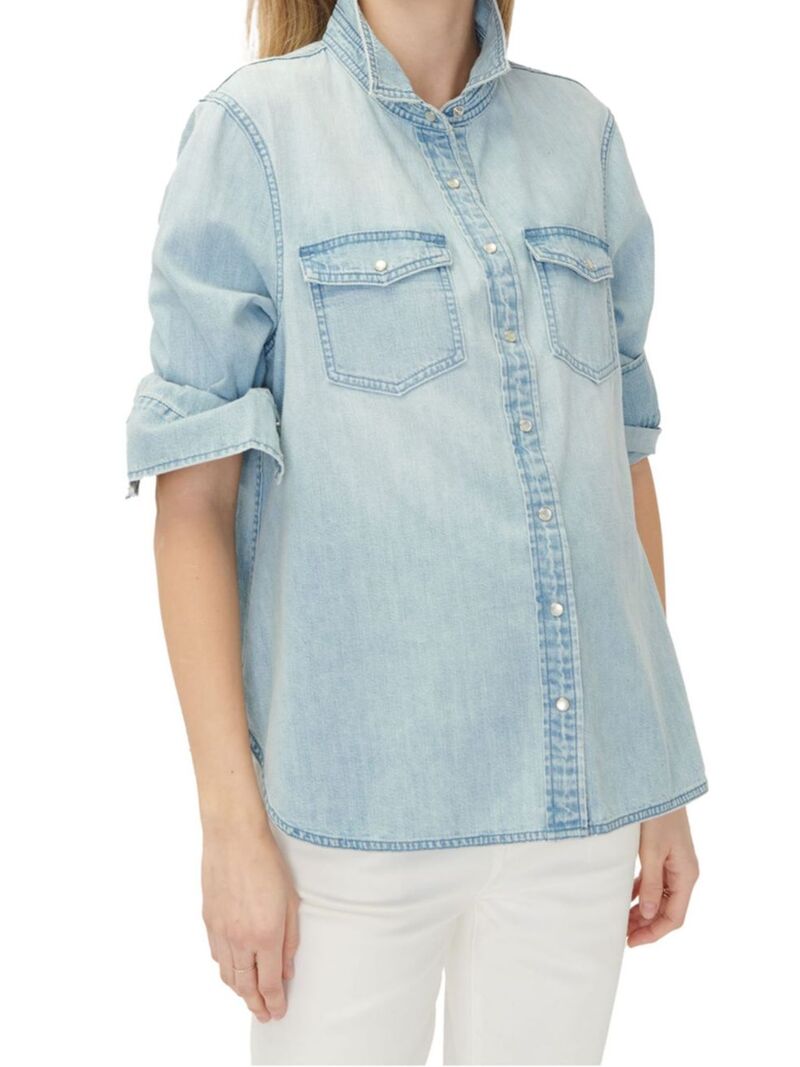 【送料無料】 ハッチ レディース シャツ トップス The Denim Maternity Nursing Friendly Shirt light blue