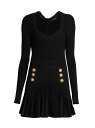 【送料無料】 バルマン レディース ワンピース トップス Rib-Knit Flared Minidress black