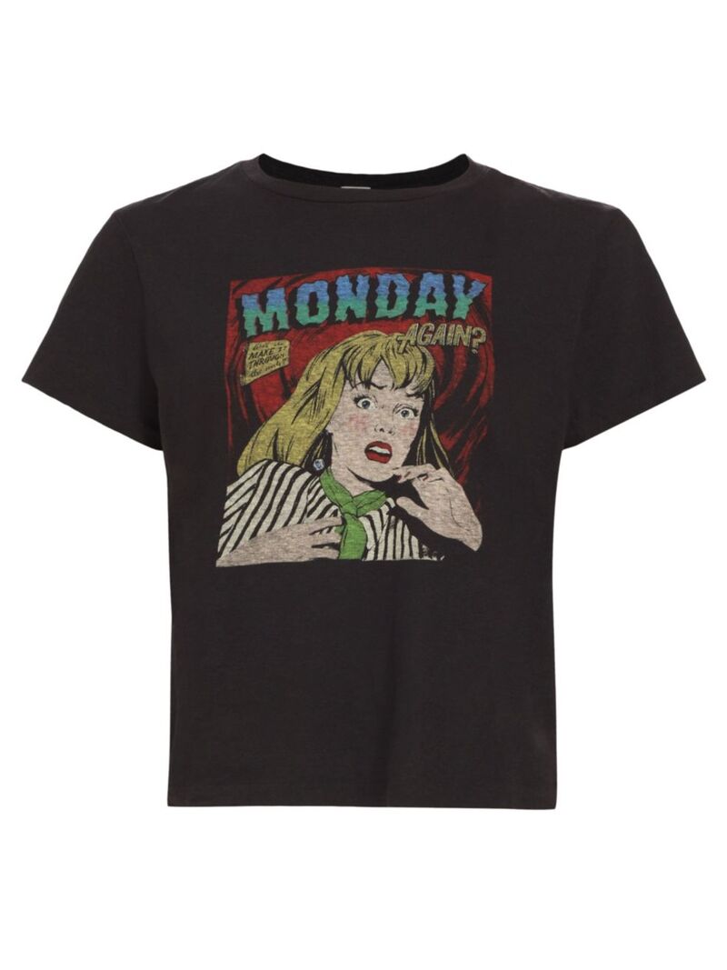 【送料無料】 リダン レディース Tシャツ トップス Monday Again Cotton T-Shirt washed black