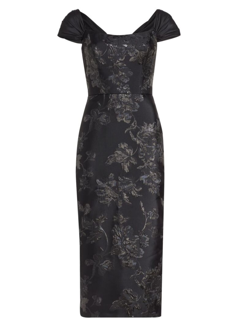  アムサール レディース ワンピース トップス Brocade & Taffeta Tea-Length Dress black