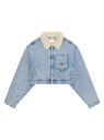 【送料無料】 ジバンシー レディース デニムパンツ ボトムス Cropped jacket in denim and shearling-effect collar light blue