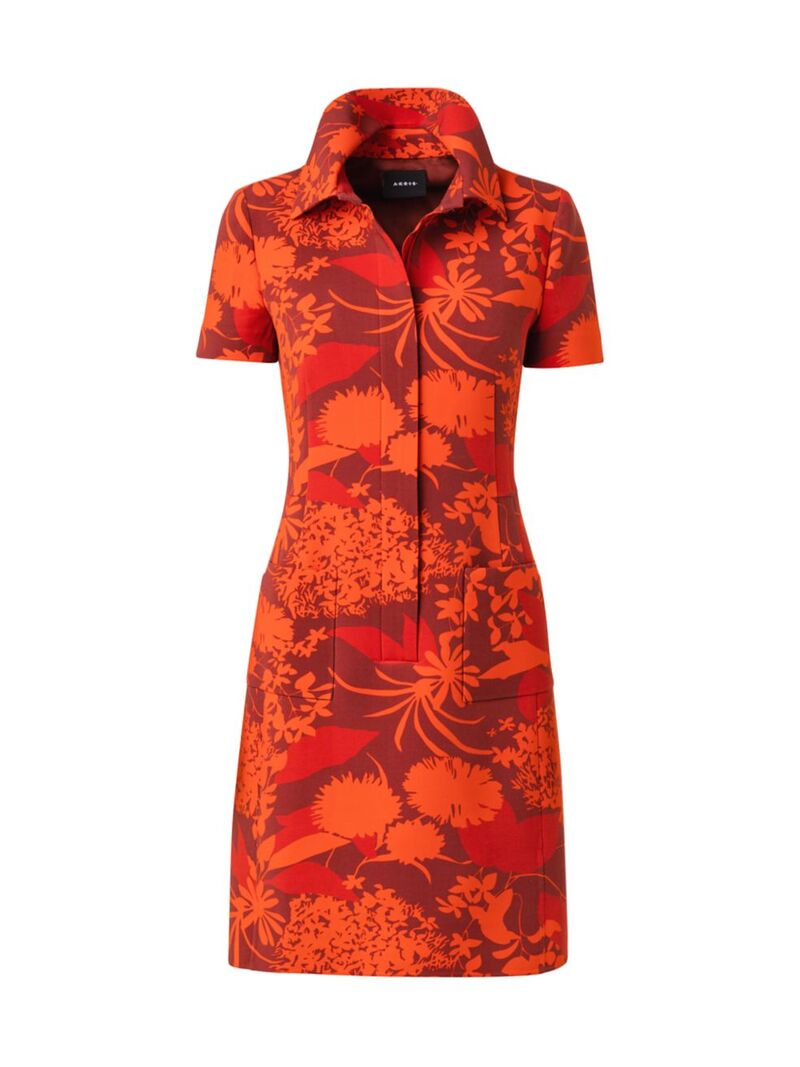 ̵ ꥹ ǥ ԡ ȥåץ Abraham Flower Stretch Wool Shirtdress ruby red pumpkin