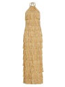 【送料無料】 シルヴィア チェラッシ レディース ワンピース トップス Oriana Tiered Fringe Cotton-Blend Gown gold