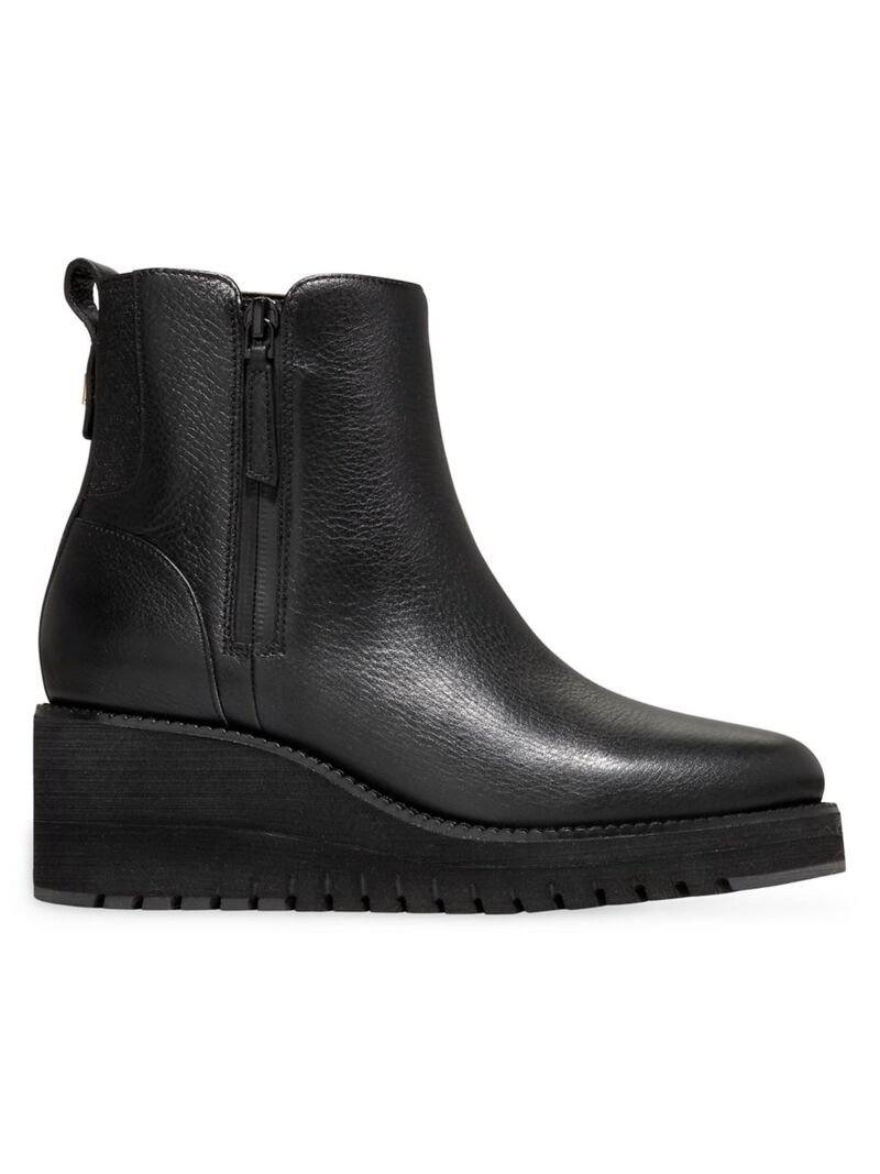  コールハーン レディース ブーツ・レインブーツ シューズ ZEROGRAND City 50MM Leather Wedge Ankle Boots black