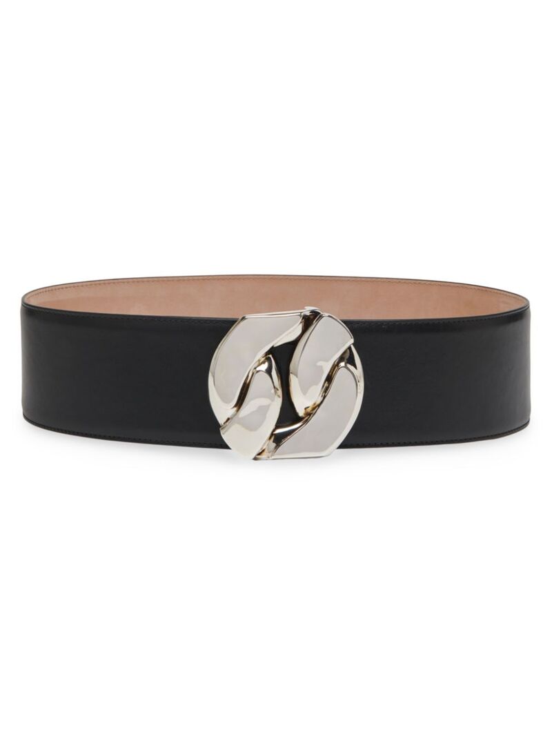 ̵ 쥭ޥå ǥ ٥ ꡼ Chain-Link Buckle Leather Belt black silver