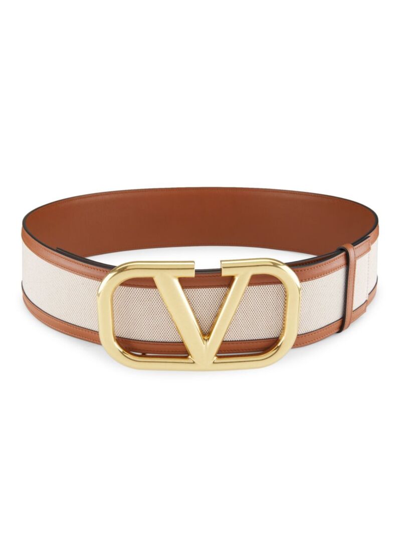 ̵ ƥ ǥ ٥ ꡼ VLogo Canvas Leather Belt beige brown