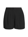 【送料無料】 エーティーエム レディース ハーフパンツ・ショーツ ボトムス Pleated Twill Pinstriped Shorts black