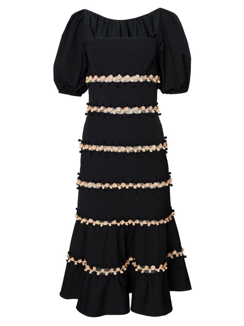【送料無料】 キャロライナヘレラ レディース ワンピース トップス Embroidered Floral Stripe Dress black multi