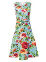 【送料無料】 キャロライナヘレラ レディース ワンピース トップス Floral Twisted Waist Fit-&-Flare Dress lake blue multi