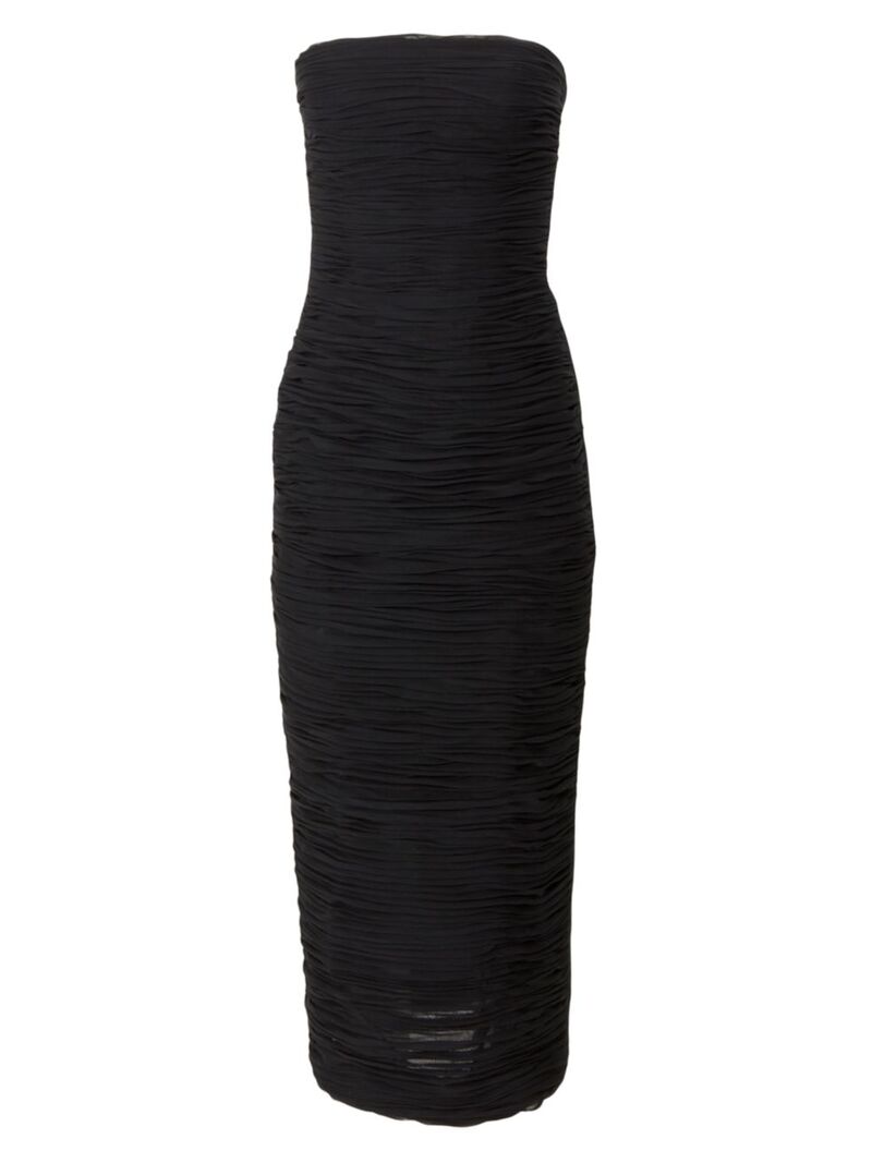 ̵ 饤ʥإ ǥ ԡ ȥåץ Gathered Strapless Midi-Dress black