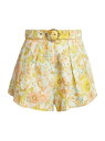 【送料無料】 ジマーマン レディース ハーフパンツ・ショーツ ボトムス Floral Linen Belted Tuck Shorts lemon meadow