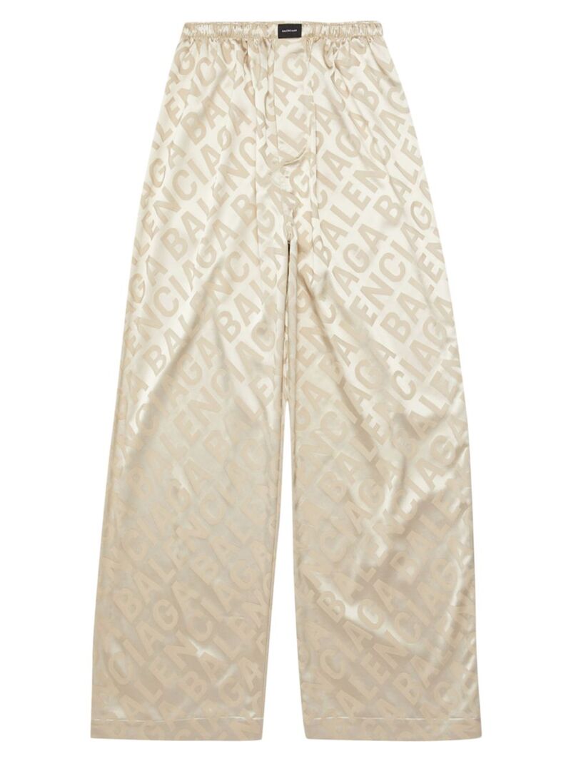 【送料無料】 バレンシアガ レディース ナイトウェア アンダーウェア Large Allover Logo Pajama Pants beige