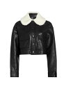 【送料無料】 プロエンザショラー レディース ジャケット・ブルゾン アウター Cropped Leather & Shearling Jacket black