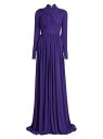 【送料無料】 ジャンバティスタ ヴァリ レディース ワンピース トップス Jersey Draped Long-Sleeve Gown electric blue