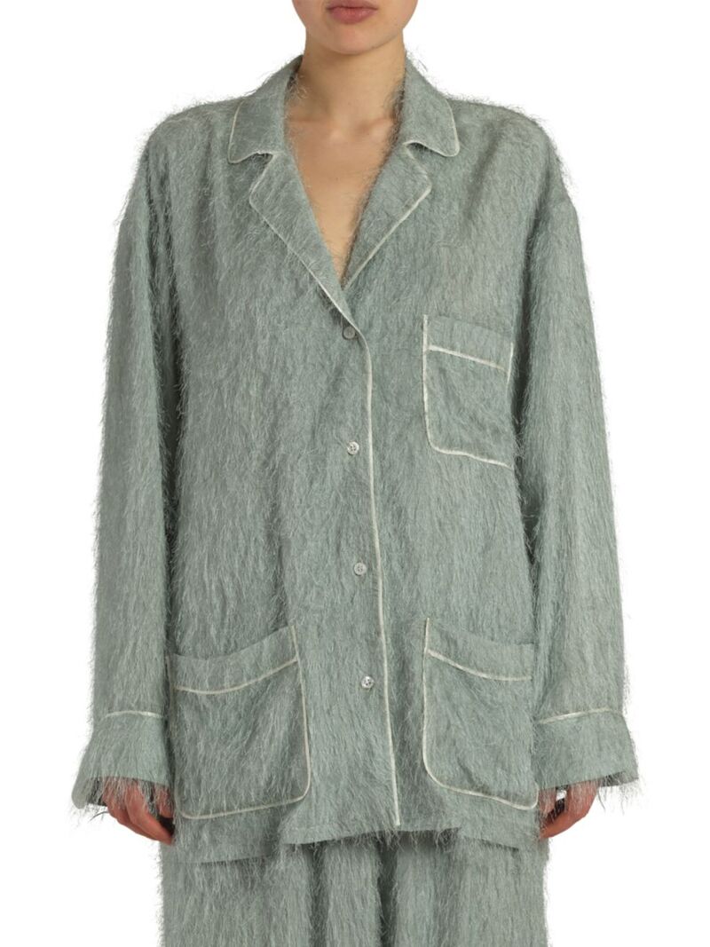 【送料無料】 アミリ レディース ナイトウェア アンダーウェア Eyelash Pajama Shirt frosty green