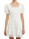  エンドレスローズ レディース ワンピース トップス Multi Lace Linen Mini Dress white