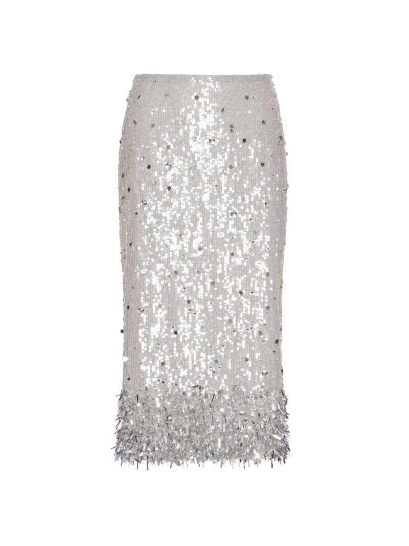 ̵ ƥ ǥ  ܥȥॹ Tulle Illusione Embroidered Skirt silver